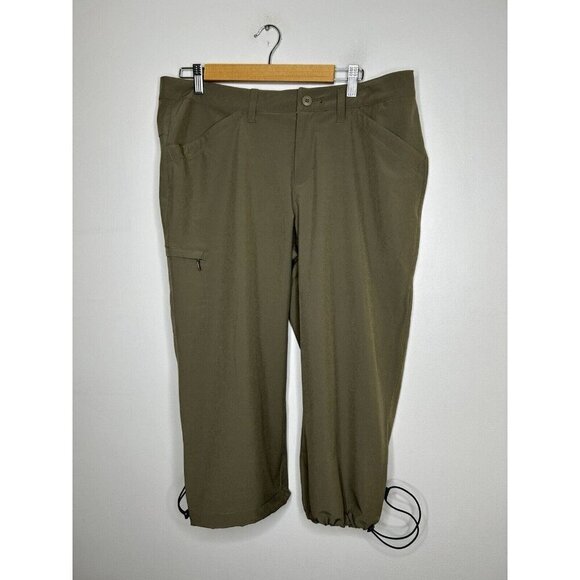 Eddie Bauer Women's Ripstop Capri Stretch Secure Pocket Dark Green Size 12 - Picture 1 of 9